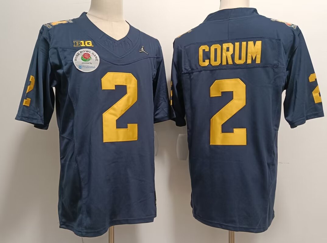 2024 NCAA Men Michigan Wolverines #2 Blake Corum dark blue nike jersey style 2